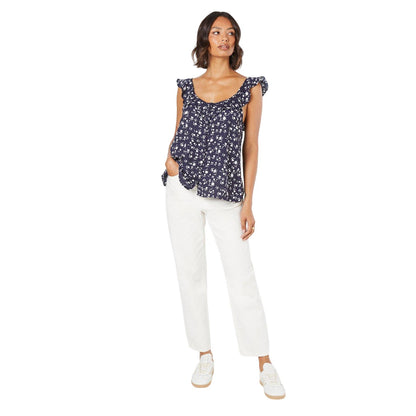 Navy - Side - Dorothy Perkins Womens-Ladies Ruffles Top