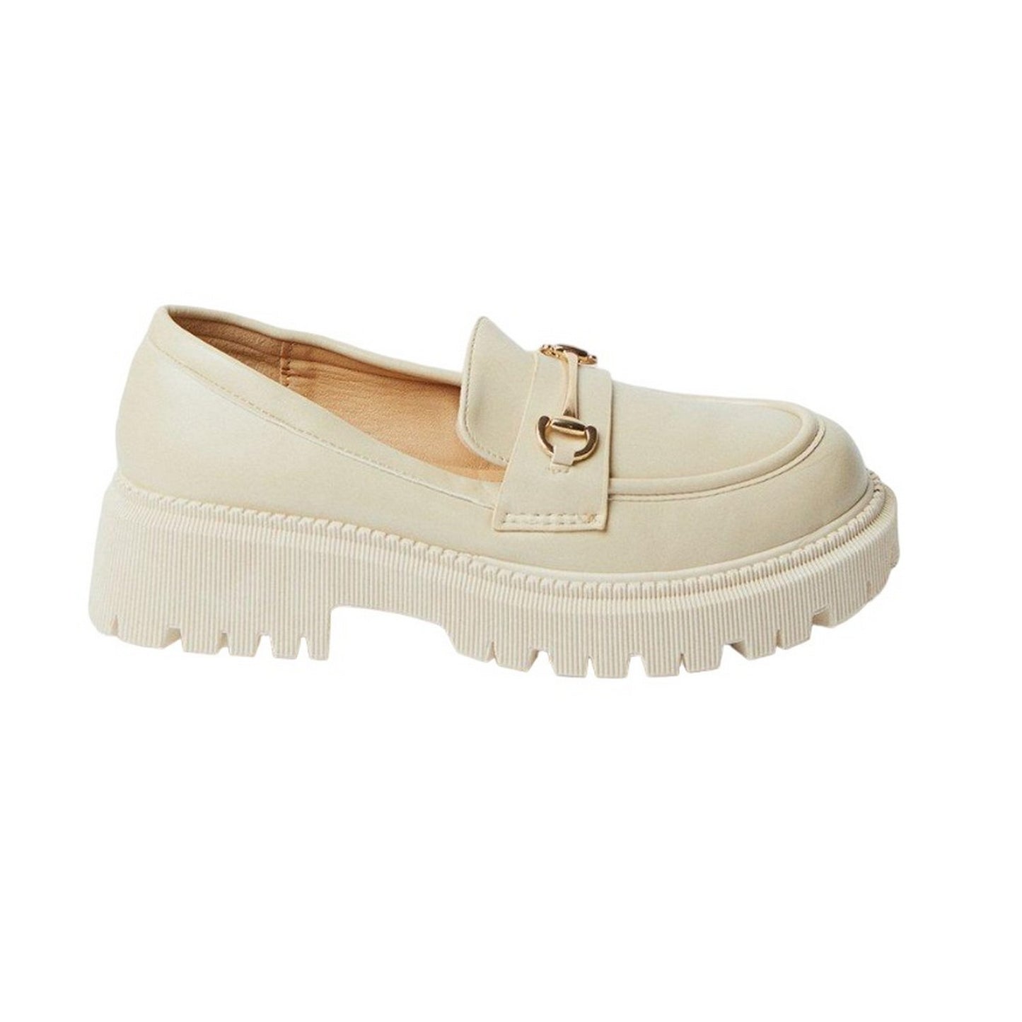 Beige - Back - Faith Womens-Ladies Nola Snaffle Detail Chunky Heel Loafers