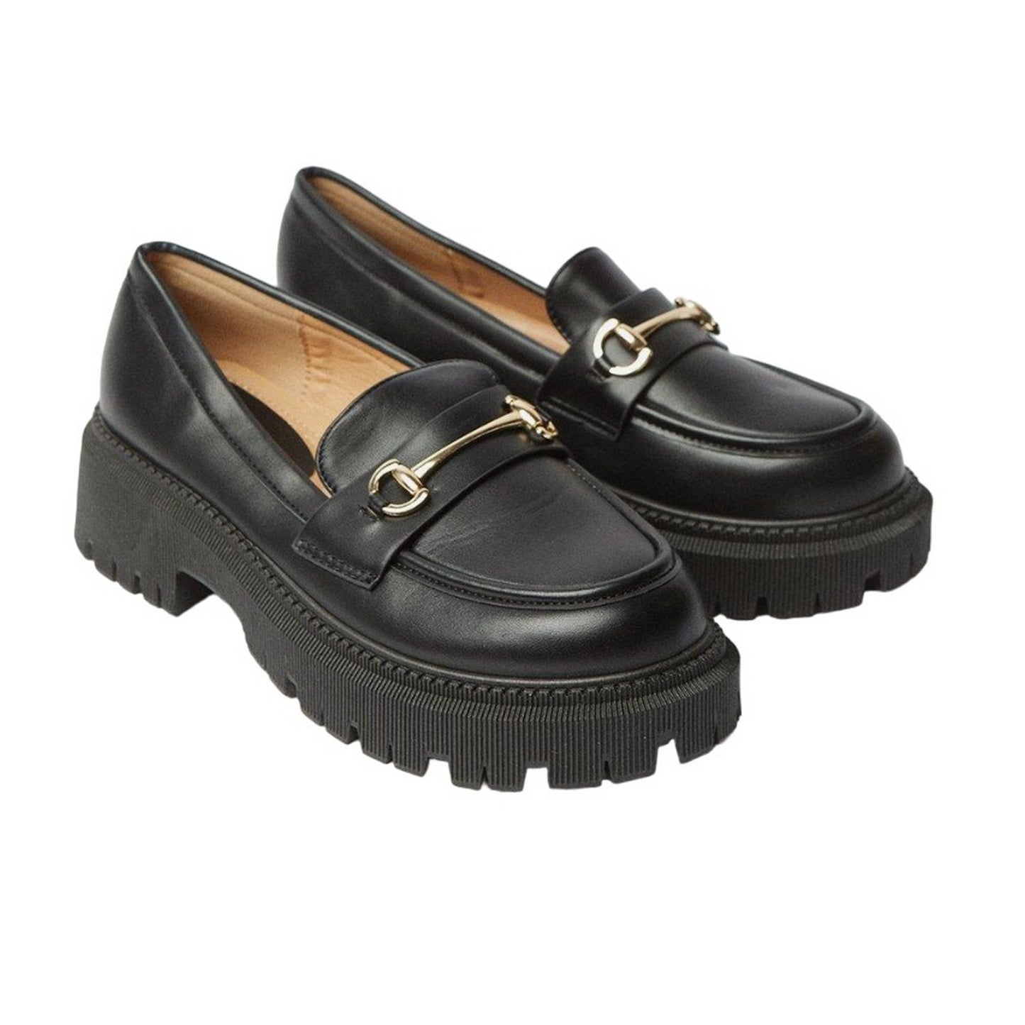 Black - Front - Faith Womens-Ladies Nola Snaffle Detail Chunky Heel Loafers