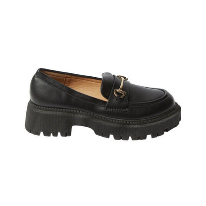 Black - Back - Faith Womens-Ladies Nola Snaffle Detail Chunky Heel Loafers