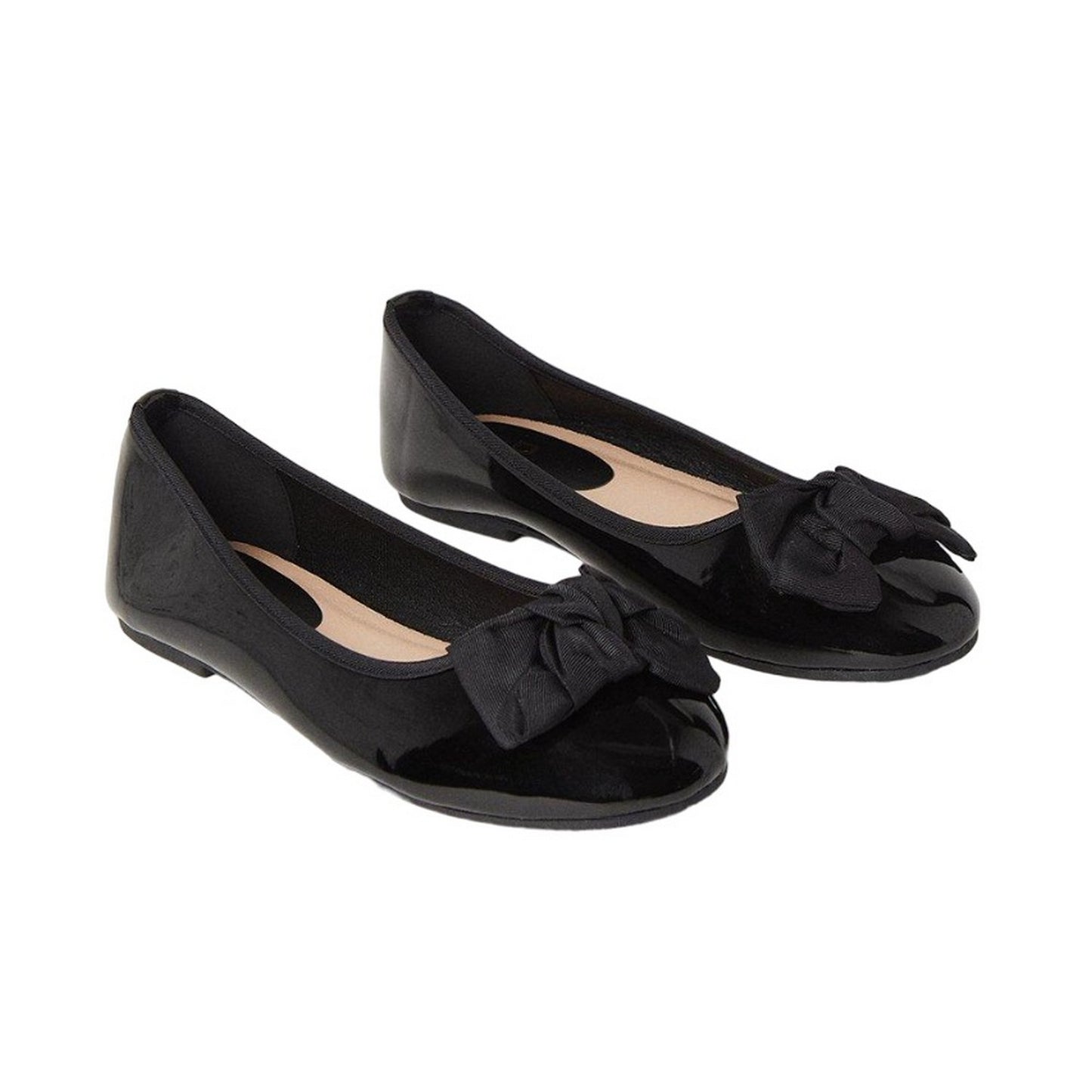 True Black - Front - Dorothy Perkins Womens-Ladies Palmer Bow Wide Ballerina Flats