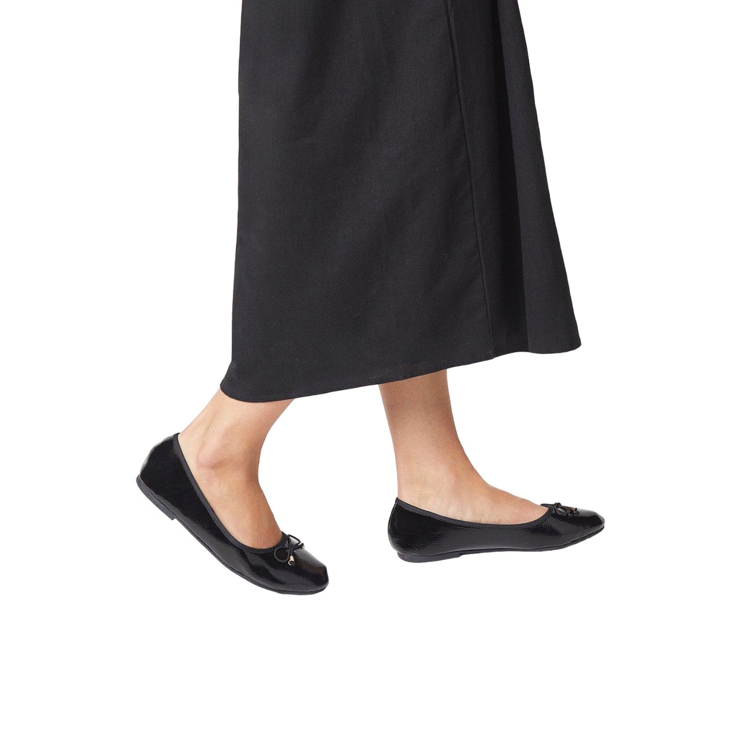 True Black - Side - Dorothy Perkins Womens-Ladies Tonya Comfort Bow Detail Wide Ballerina Flats