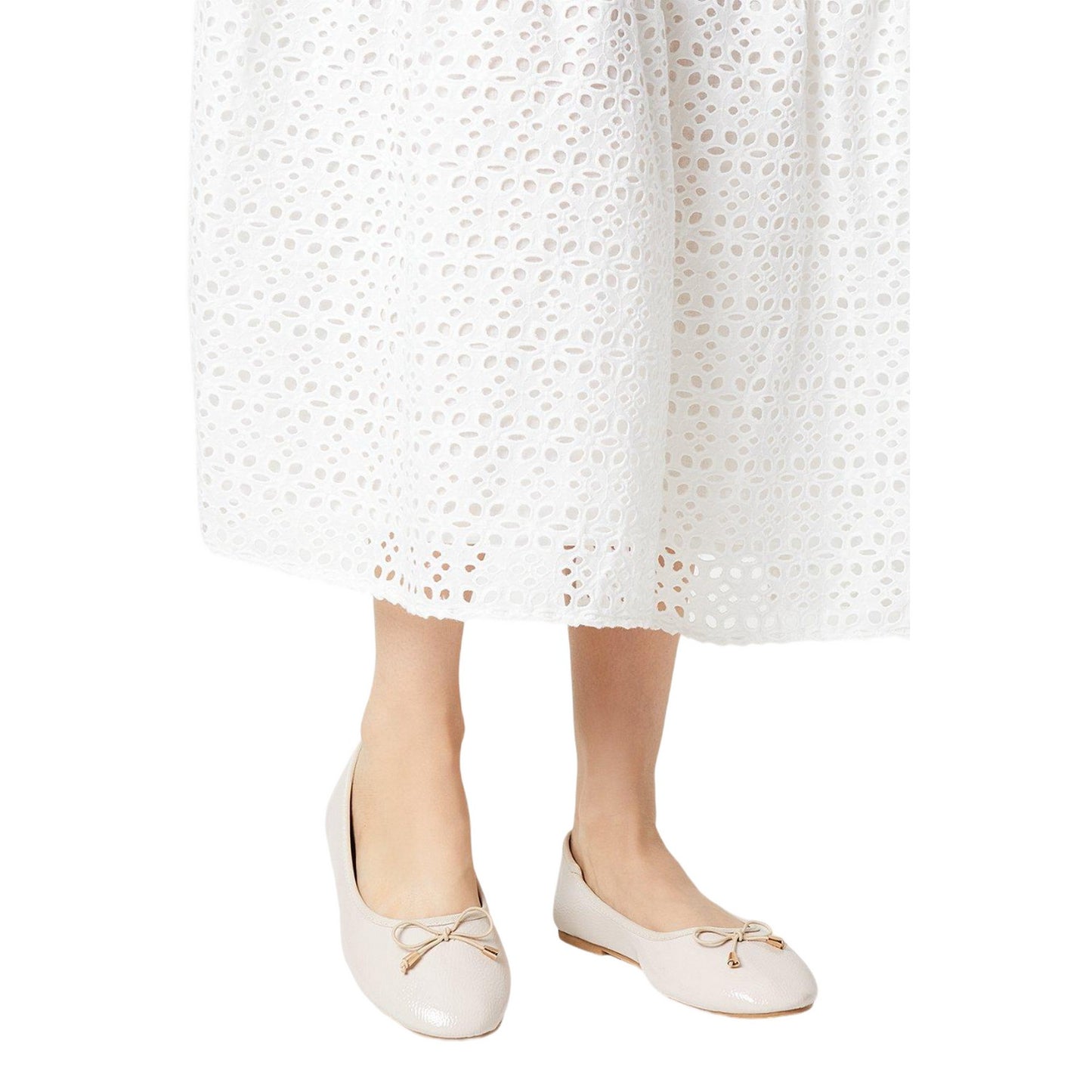 Blush - Side - Dorothy Perkins Womens-Ladies Tonya Comfort Bow Detail Wide Ballerina Flats