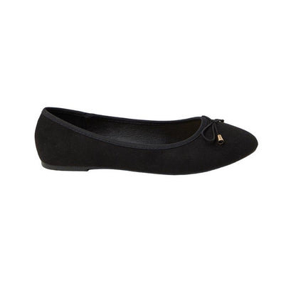 Natural Black - Back - Dorothy Perkins Womens-Ladies Tonya Comfort Bow Detail Wide Ballerina Flats