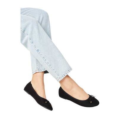 Natural Black - Side - Dorothy Perkins Womens-Ladies Tonya Comfort Bow Detail Wide Ballerina Flats