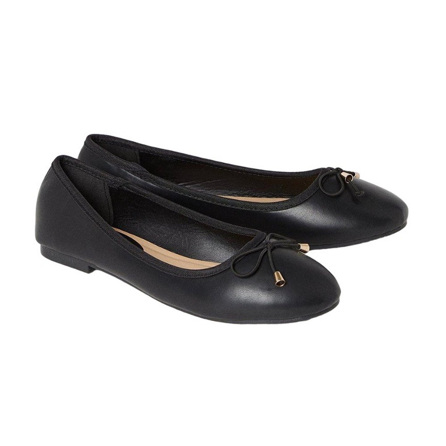 Black - Front - Dorothy Perkins Womens-Ladies Tonya Comfort Bow Detail Wide Ballerina Flats