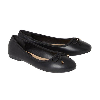 Black - Front - Dorothy Perkins Womens-Ladies Tonya Comfort Bow Detail Wide Ballerina Flats