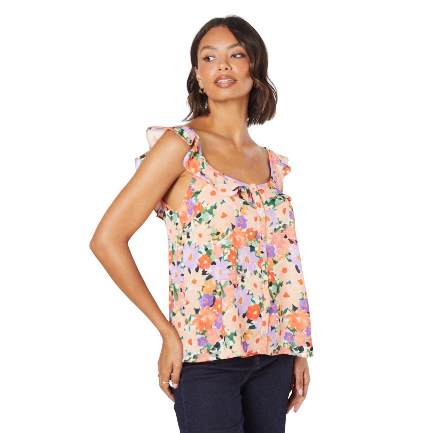 Multicoloured - Front - Dorothy Perkins Womens-Ladies Ruffles Top