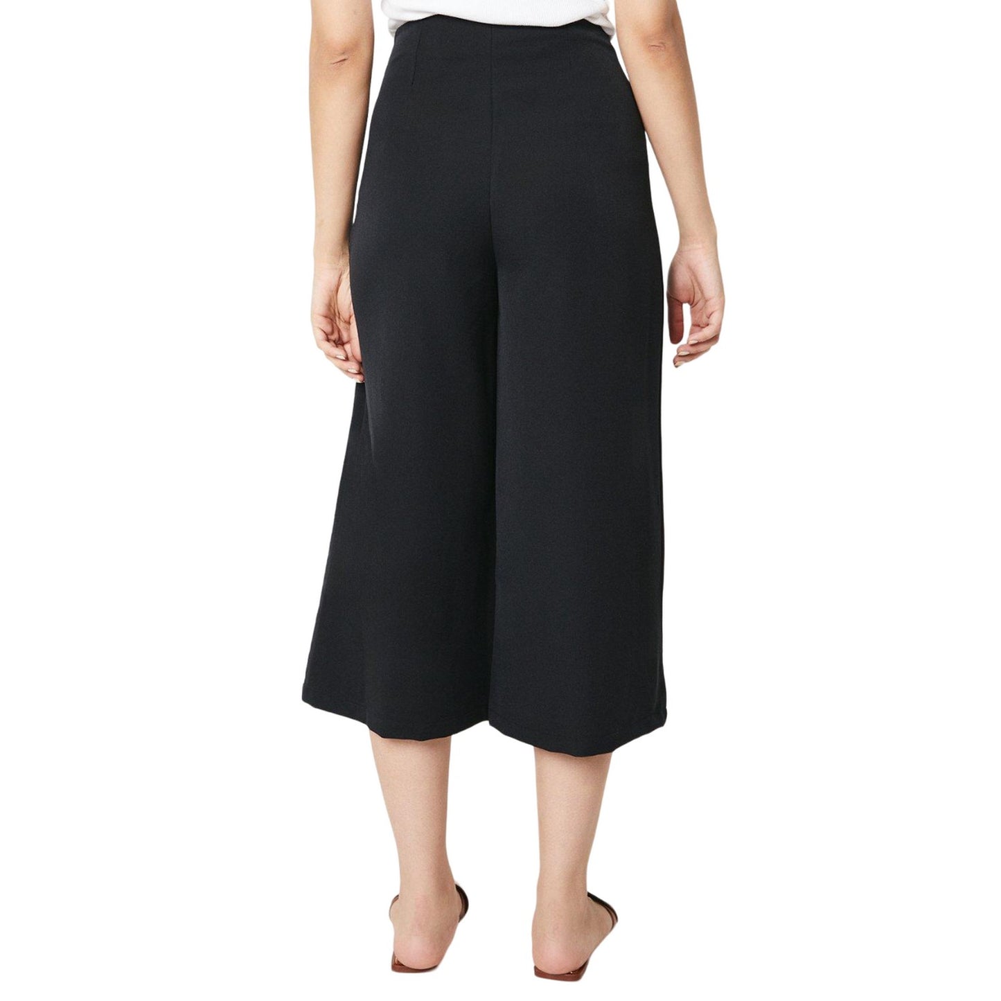 Black - Back - Dorothy Perkins Womens-Ladies Button Front Culottes
