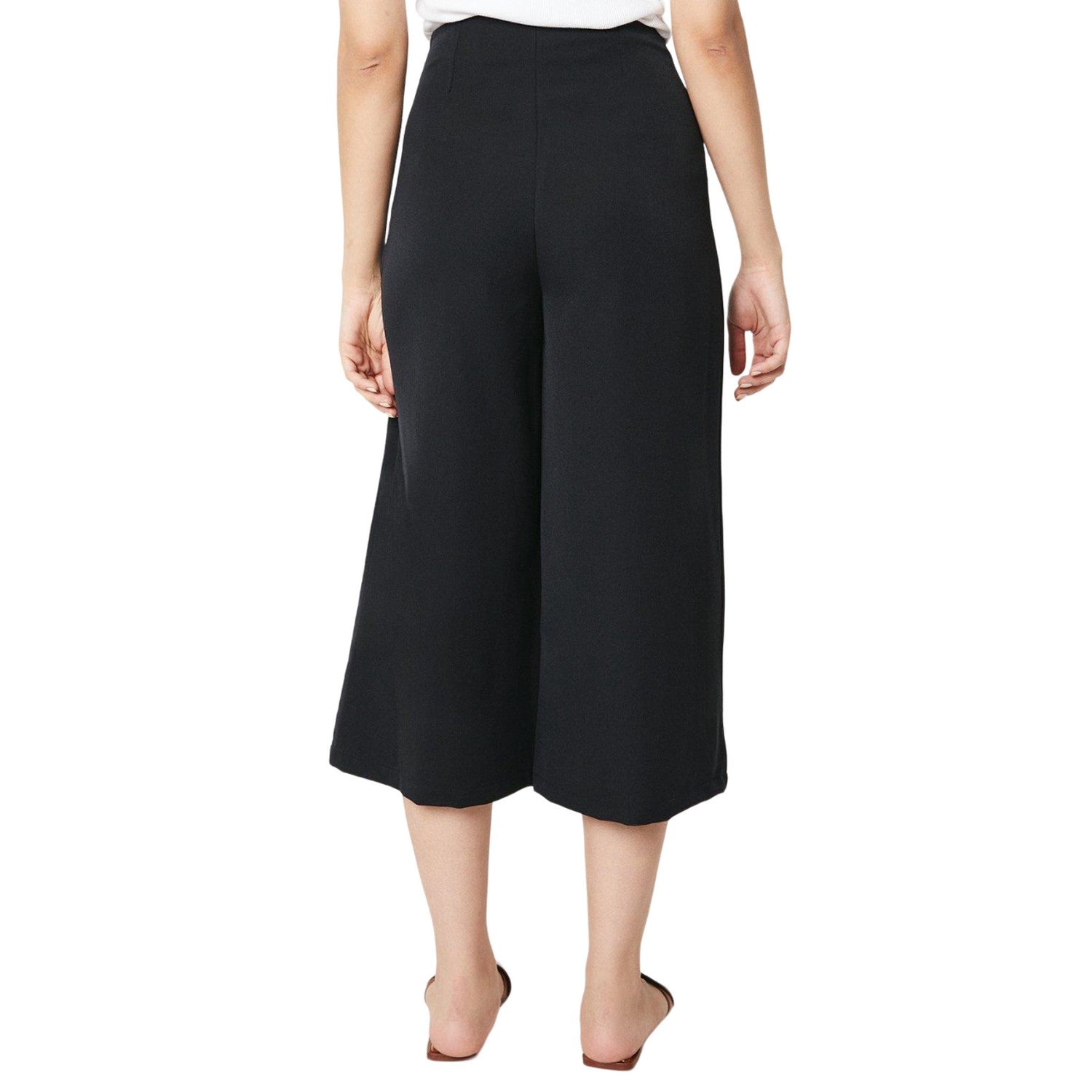 Black - Back - Dorothy Perkins Womens-Ladies Button Front Culottes