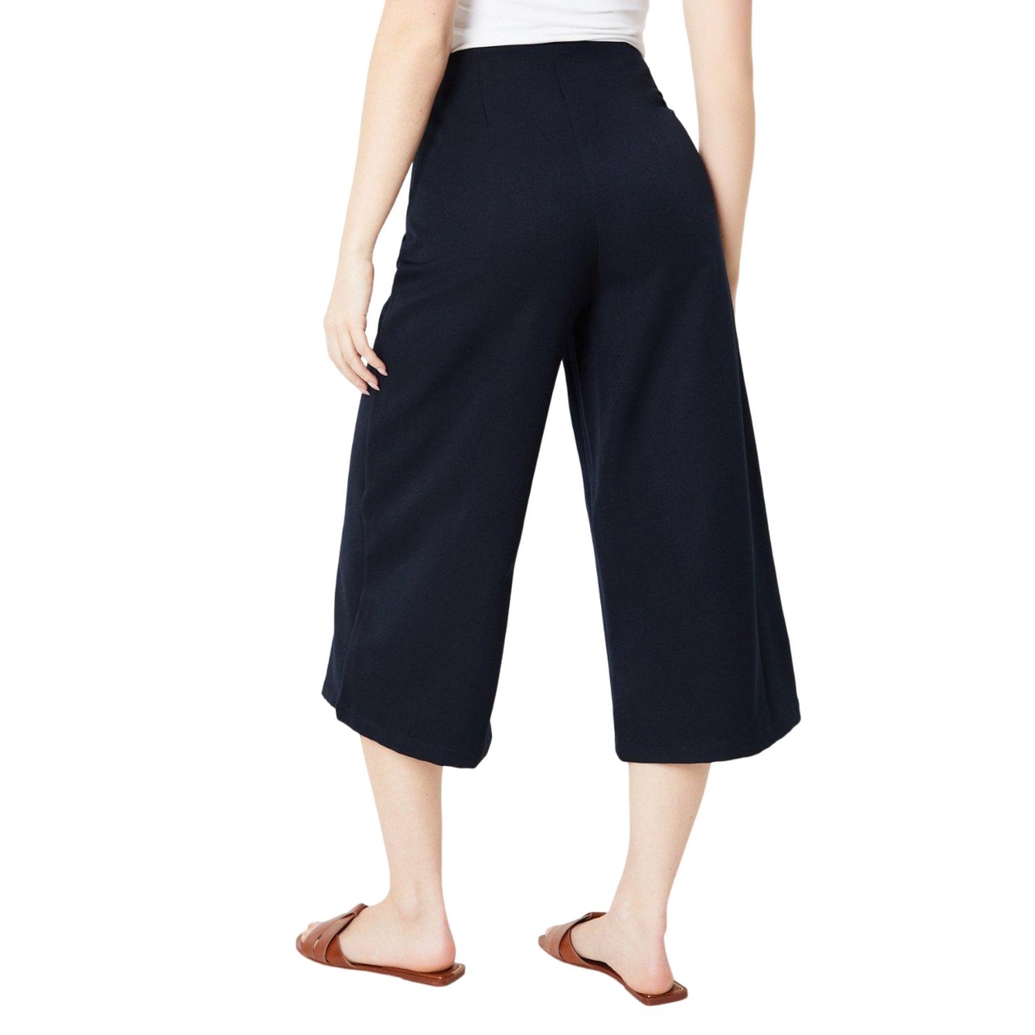 Navy - Back - Dorothy Perkins Womens-Ladies Button Front Culottes
