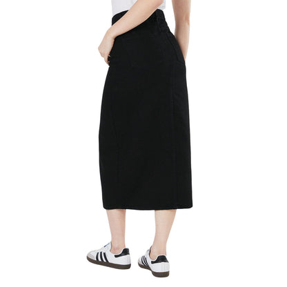 Black - Back - Dorothy Perkins Womens-Ladies Denim Midi Skirt