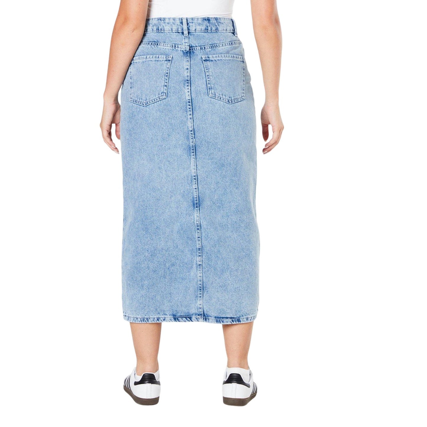 Light Wash - Back - Dorothy Perkins Womens-Ladies Denim Midi Skirt