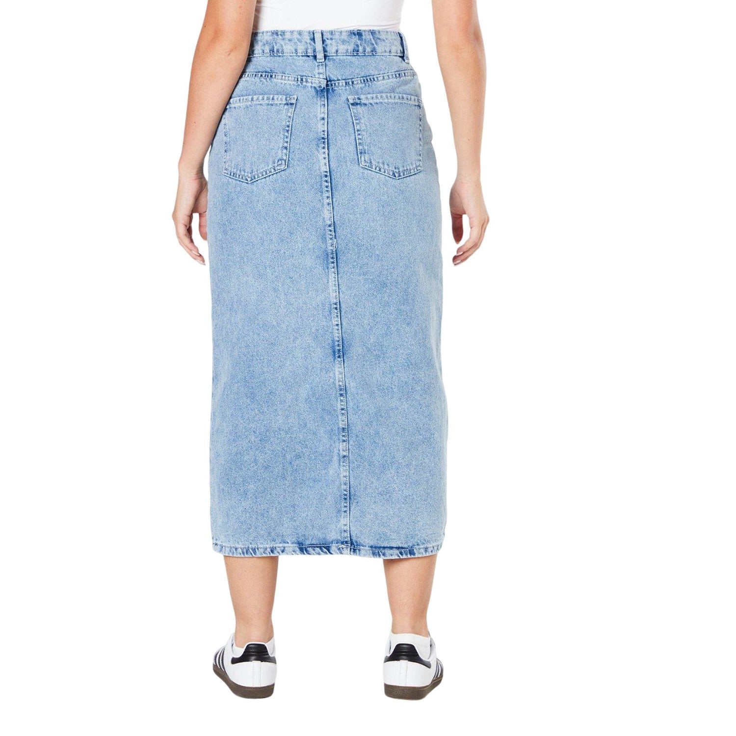 Light Wash - Back - Dorothy Perkins Womens-Ladies Denim Midi Skirt