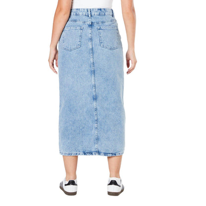 Light Wash - Back - Dorothy Perkins Womens-Ladies Denim Midi Skirt