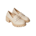 Beige - Front - Faith Womens-Ladies Neddie Chunky Penny Loafers