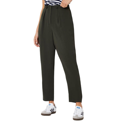 Khaki - Front - Dorothy Perkins Womens-Ladies Button Front Petite Slim Trousers