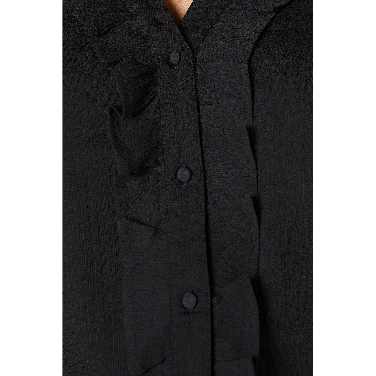 Black - Side - Dorothy Perkins Womens-Ladies Chiffon Ruffles Long-Sleeved Blouse