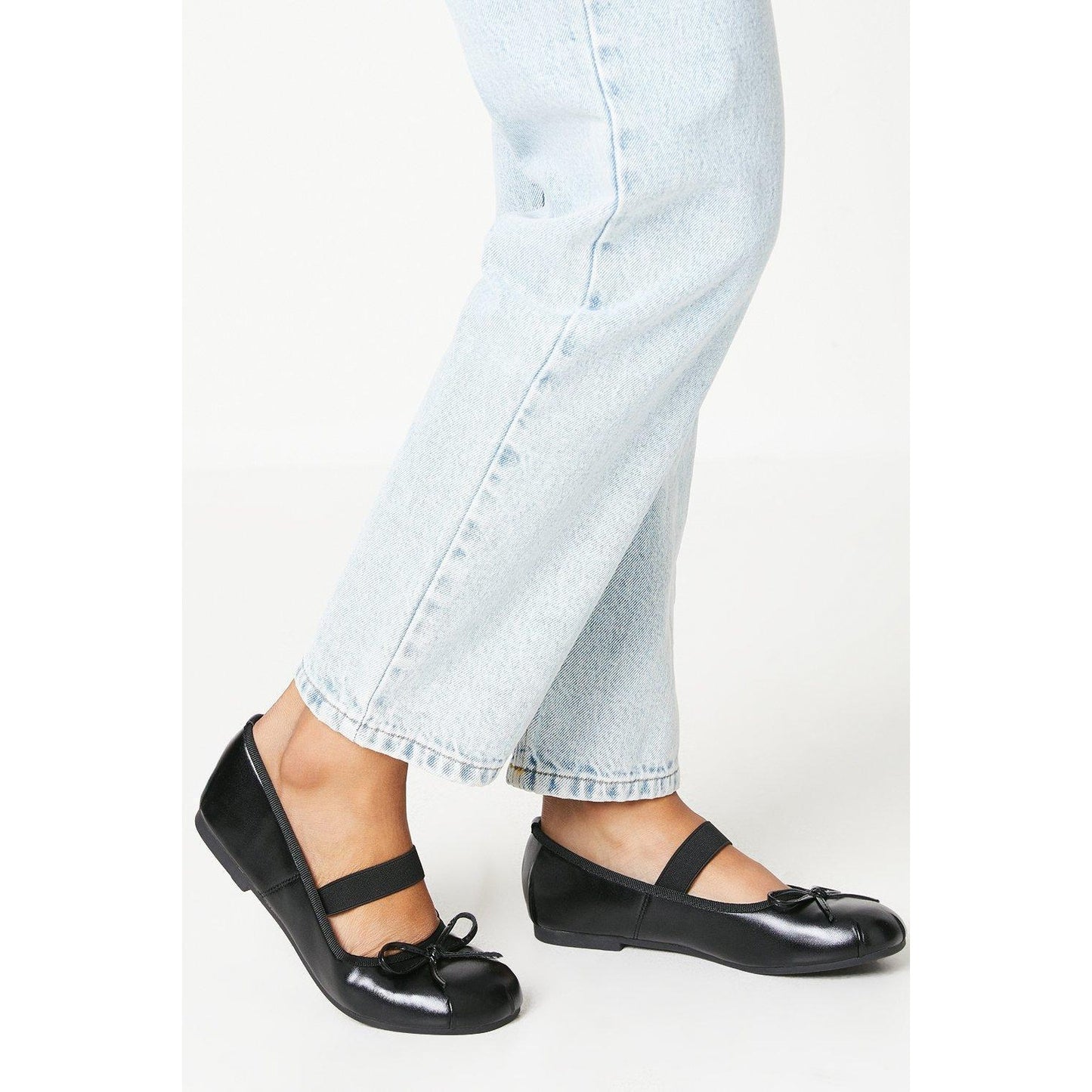 Black - Front - Good For The Sole Womens-Ladies Lucille Bow Elastic Strap Ballerina Flats