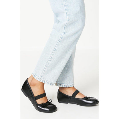 Black - Front - Good For The Sole Womens-Ladies Lucille Bow Elastic Strap Ballerina Flats
