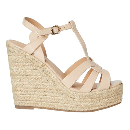 Beige - Back - Dorothy Perkins Womens-Ladies Honey T-Bar Wedge Espadrilles