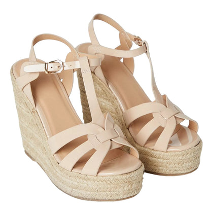 Beige - Front - Dorothy Perkins Womens-Ladies Honey T-Bar Wedge Espadrilles