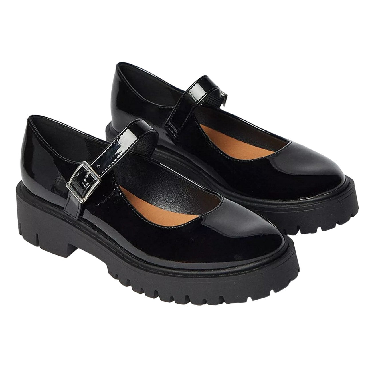 True Black - Front - Faith Womens-Ladies Naevia Chunky Heel Mary Janes