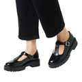 Black - Side - Faith Womens-Ladies Naevias T-Bar Chunky Heel Mary Janes