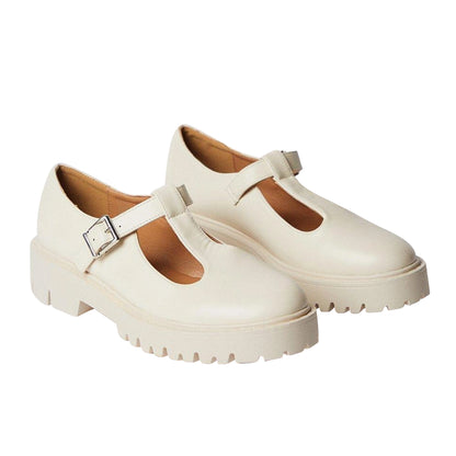 Beige - Front - Faith Womens-Ladies Naevias T-Bar Chunky Heel Mary Janes