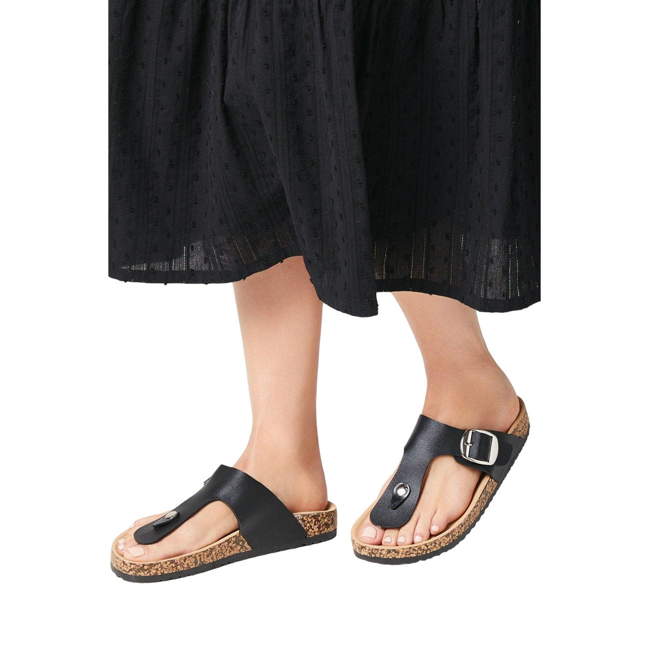 Black - Side - Good For The Sole Womens-Ladies Memphis Flatform Flip Flops