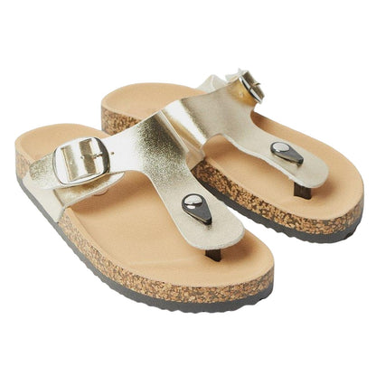 Gold - Front - Good For The Sole Womens-Ladies Memphis Flatform Flip Flops
