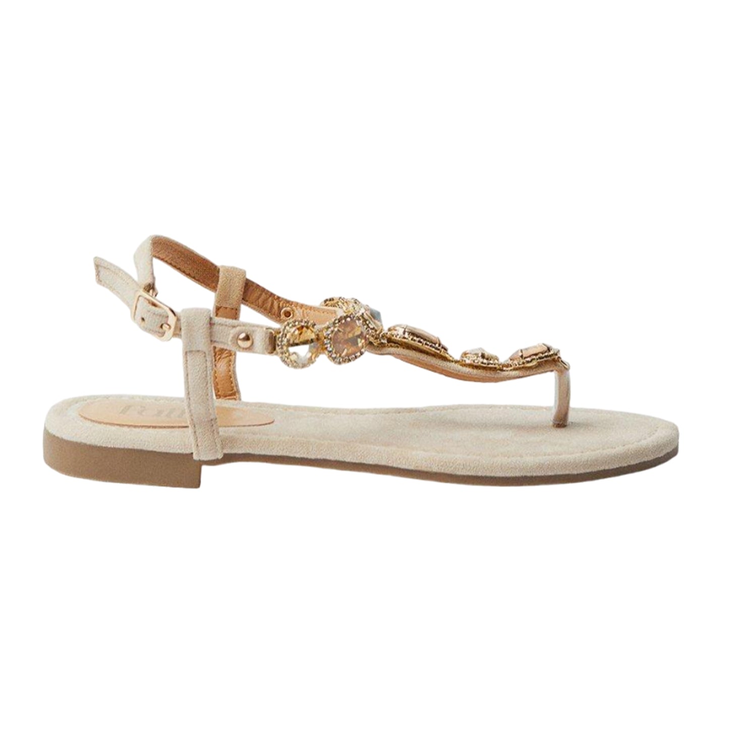 Beige - Back - Faith Womens-Ladies Hopes Jewelled Flat Sandals