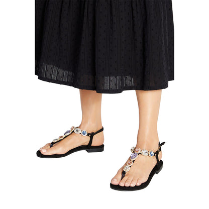 Black - Side - Faith Womens-Ladies Hopes Jewelled Flat Sandals