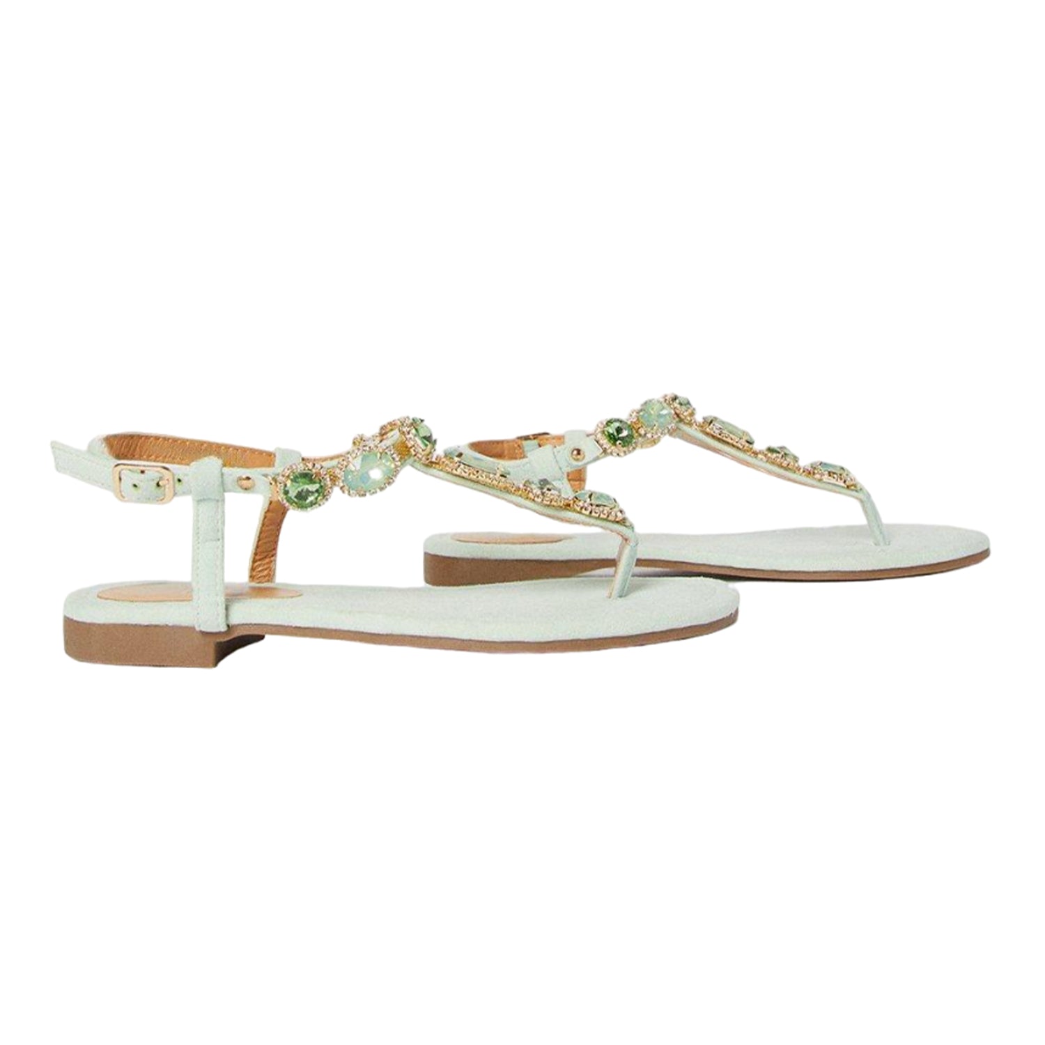 Green - Front - Faith Womens-Ladies Hopes Jewelled Flat Sandals