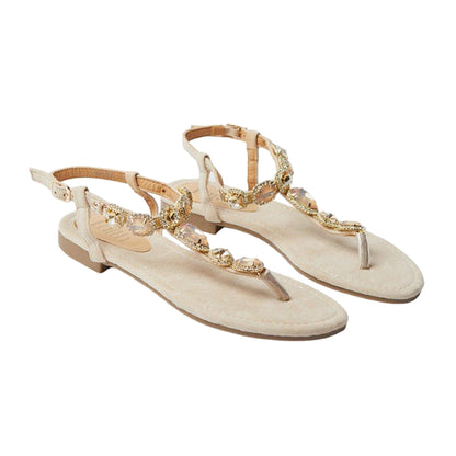 Beige - Front - Faith Womens-Ladies Hopes Jewelled Flat Sandals
