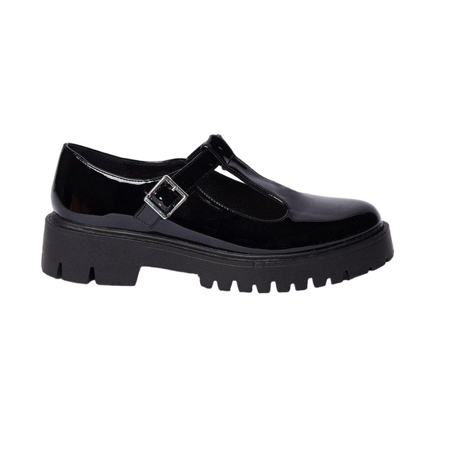 True Black - Back - Faith Womens-Ladies Naevias T-Bar Chunky Heel Mary Janes