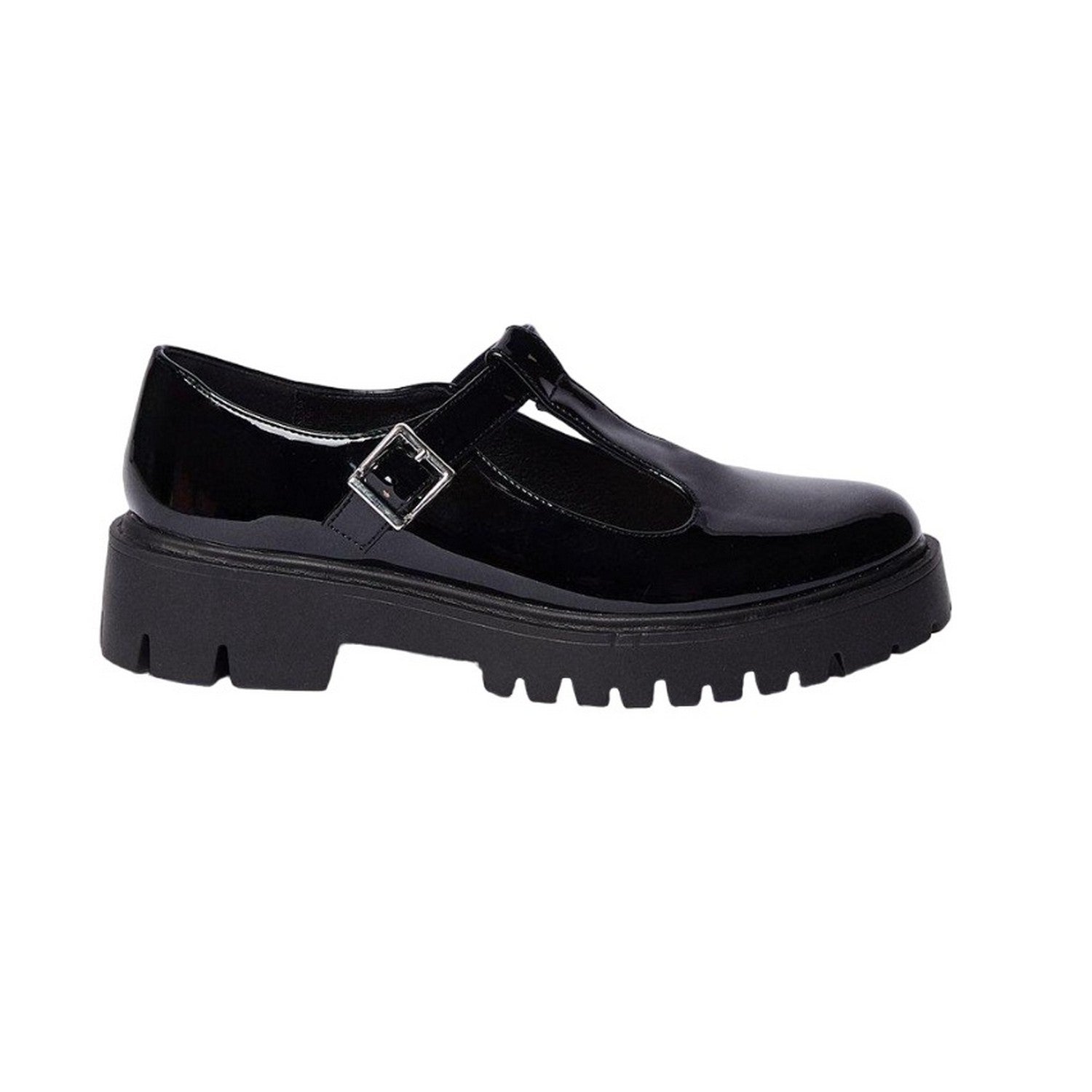 True Black - Back - Faith Womens-Ladies Naevias T-Bar Chunky Heel Mary Janes