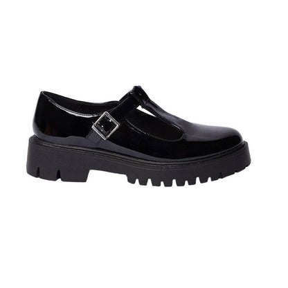 True Black - Back - Faith Womens-Ladies Naevias T-Bar Chunky Heel Mary Janes