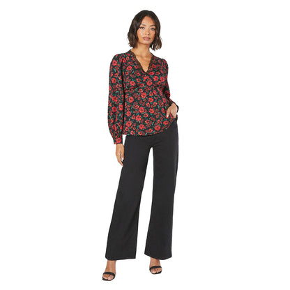 Black-Red-Green - Lifestyle - Dorothy Perkins Womens-Ladies Floral Lace V Neck Blouse