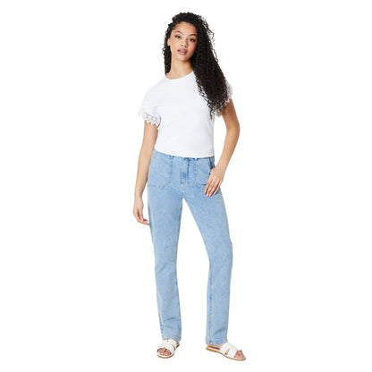 White - Lifestyle - Dorothy Perkins Womens-Ladies Lace Trim Tall T-Shirt