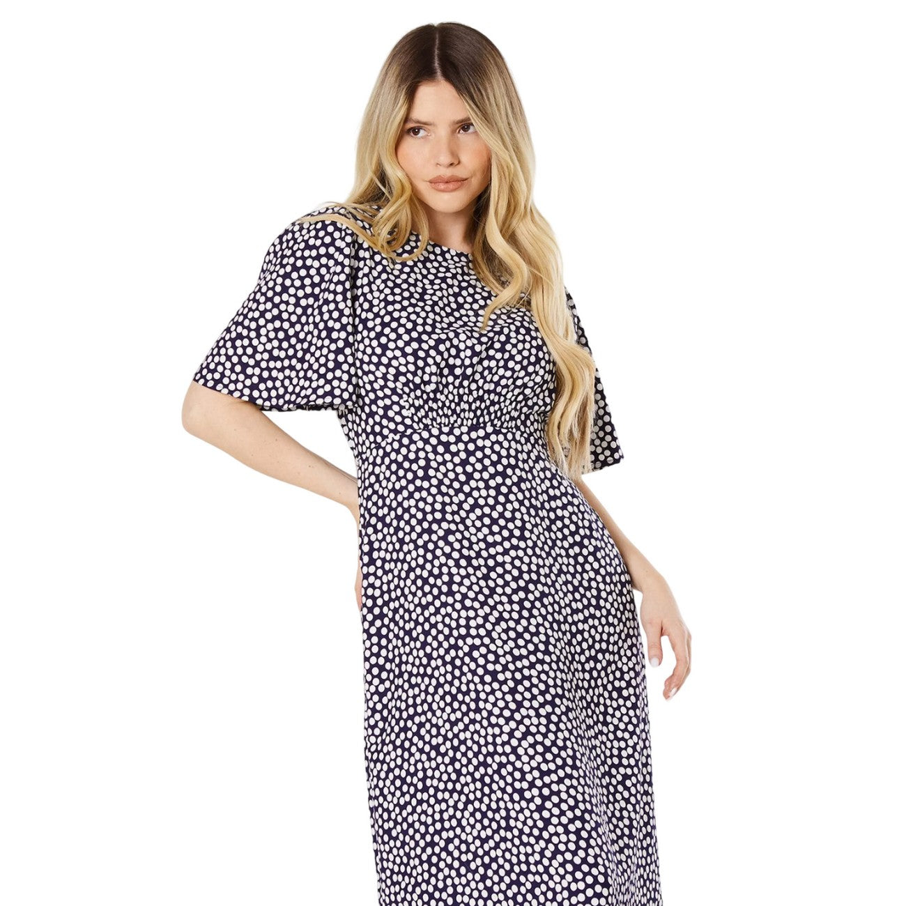 Cobalt - Side - Dorothy Perkins Womens-Ladies Floral Angel Sleeve Midi Dress