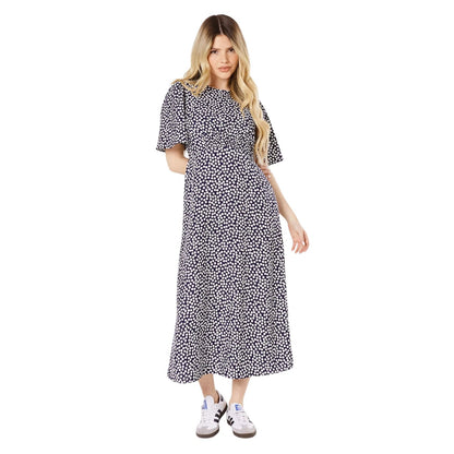 Cobalt - Front - Dorothy Perkins Womens-Ladies Floral Angel Sleeve Midi Dress