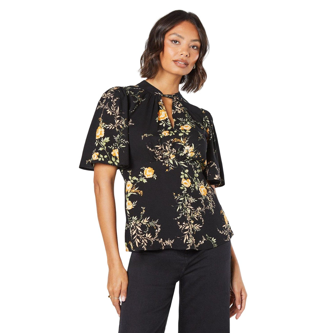 Black - Front - Dorothy Perkins Womens-Ladies Twist Neck Blouse