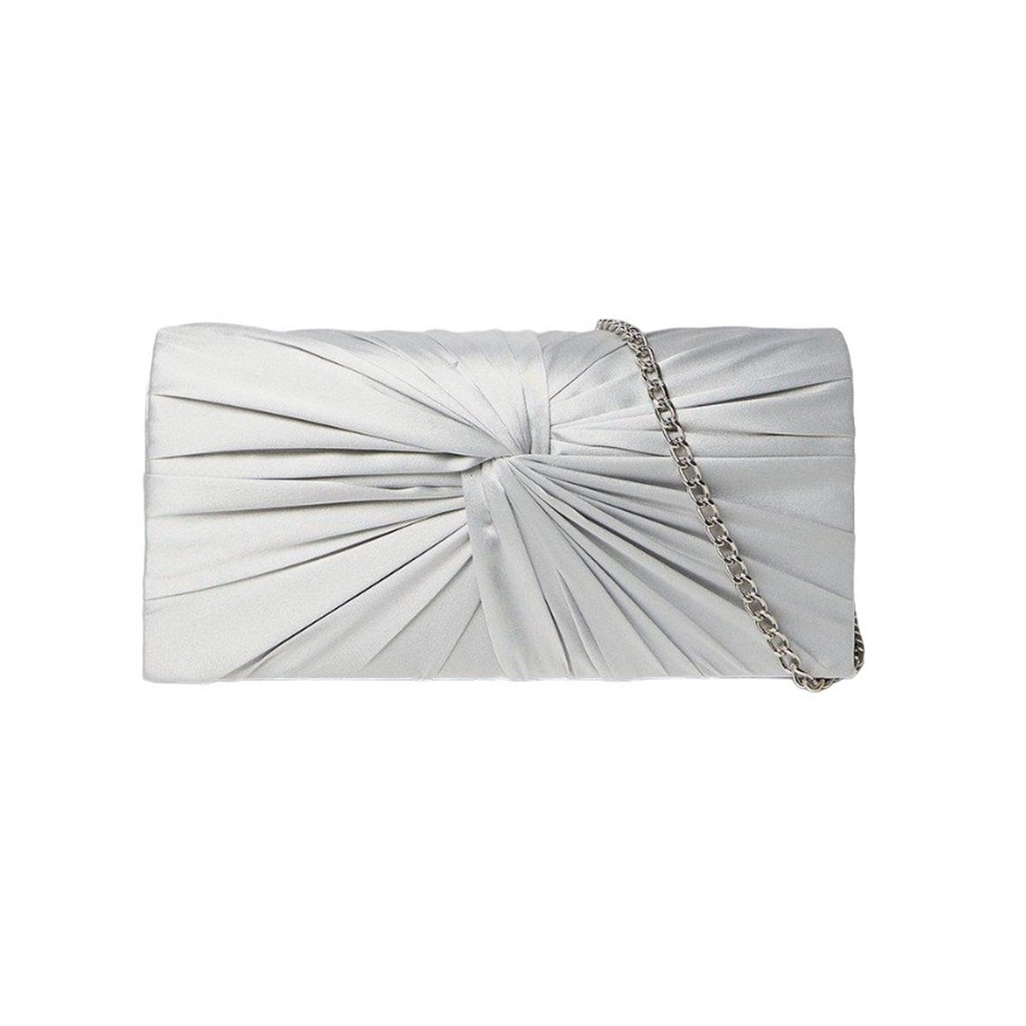 Silver - Front - Dorothy Perkins Beauty Satin Twisted Clutch Bag