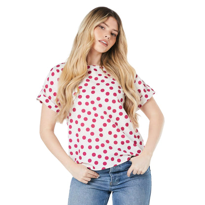 Ivory - Front - Dorothy Perkins Womens-Ladies Spotted Roll Sleeve Blouse