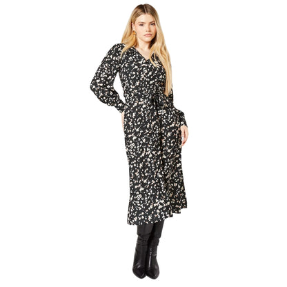 Black - Front - Dorothy Perkins Womens-Ladies Leopard Print Midi Shirt Dress