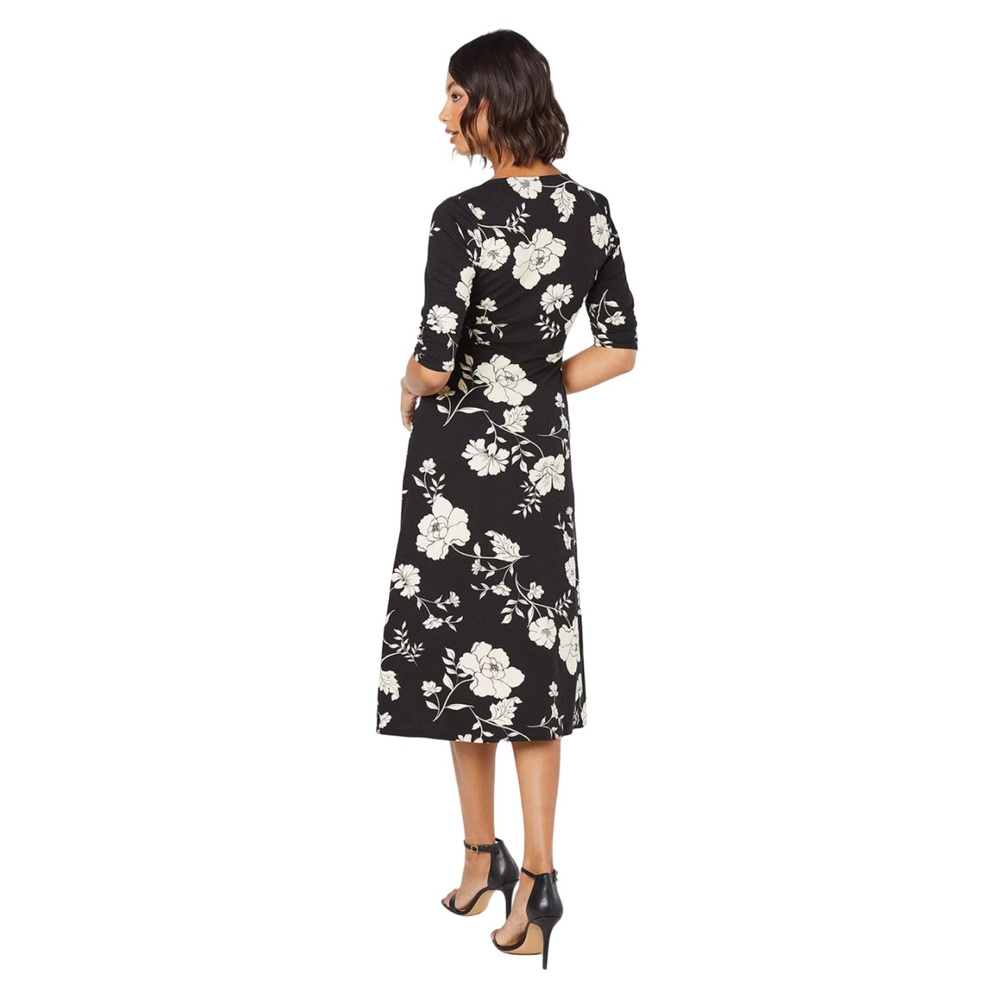 Black - Back - Dorothy Perkins Womens-Ladies Floral Wrap Midi Dress
