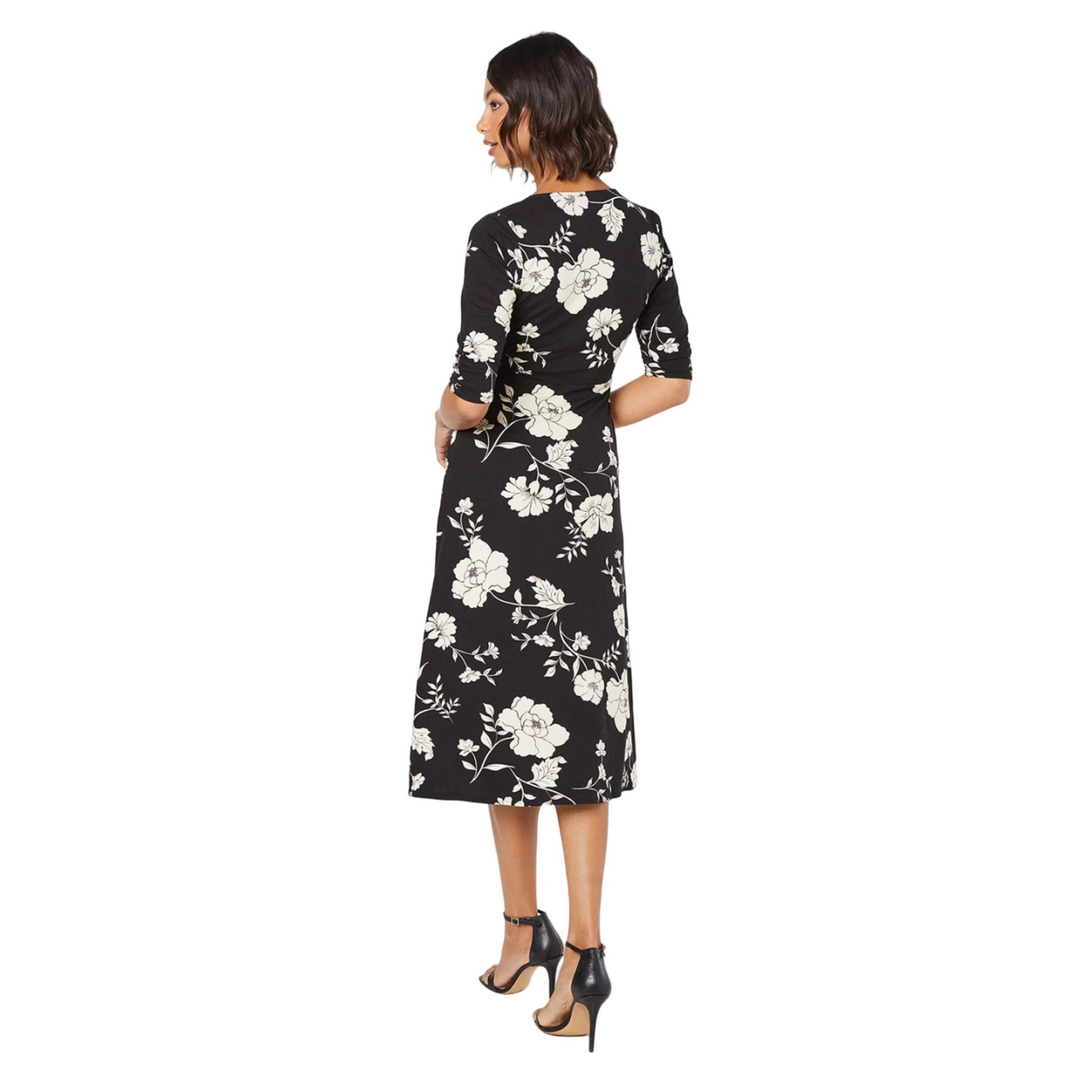 Black - Back - Dorothy Perkins Womens-Ladies Floral Wrap Midi Dress