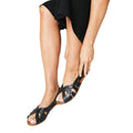 Black - Side - Good For The Sole Womens-Ladies Lulu Woven Leather Extra Wide Pumps