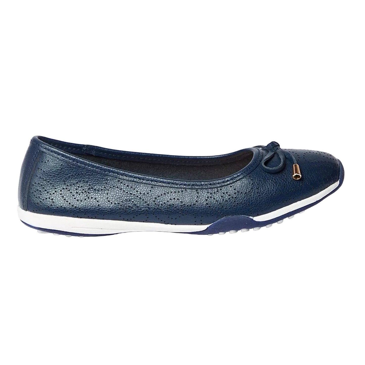 Navy - Back - Good For The Sole Womens-Ladies Tina Bow Detail Comfort Ballerina Flats